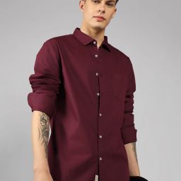 Men Slim Fit Solid Spread Collar Casual Shirt-image-96