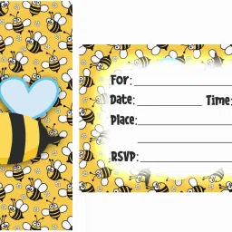 Honey Bee Theme Invitations Cards with Envelopes for Birthday Party Kids Birthday Party Invitations for Boys and Girls Pack of 10 Invitation Card-picture-12