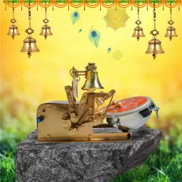 Fully Automatic Electric Mini Aarti Machine with Nagara & 2 Bells & 2 Zalar Nut & Bolts Dholak-picture-2