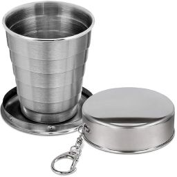 Portable Collapsible Stainless Steel Travel Cup with Keychain Glass Beer Glass-image-62
