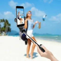 WHISTLE9 3in1 Selfie Stick multi-function Wireless Bluetooth | Selfie stick | Tripod | XT-02 Selfie Stick with Remote & Coller Mic Shutter 360 Rotate Extendable Handheld Foldable Mini Tripod Stand Foldable | Bluetooth shutter for Smartphones Professional Remote Control Selfie Stick Monopod 3 Axis Gimbal for Mobile image 3