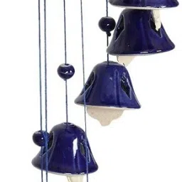 Blue Pottery Ceramic Wind-Chimes/Chandelier - 1 Unit (7-8 Bells in Single Wind Chime) For Garden Decoration Ceramic Windchime-image-9