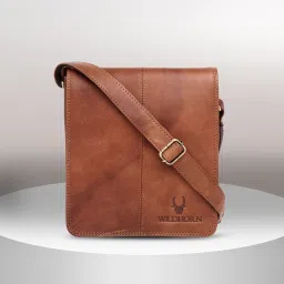 Brown Men Sling Bag - Medium New Hi-Quality 100% Genuine Leather Sling Messenger Bag-image-29