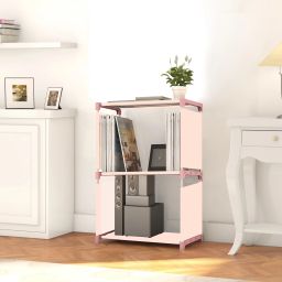 Multipurpose Collapsible Bookshelf 3 Racks Book Stand Almirah for Home & Kids Metal Open Book Shelf-20