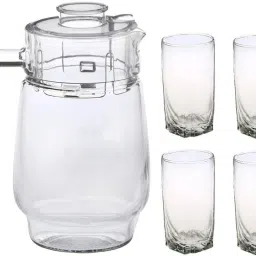 Versatile Transparent Jug & 4 Glass Set for Beverage Serving -D12 Jug Glass Set-42