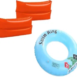 THE MORNING PLAY Kids Swimming Tube Inflatable Swim ARM Bands Combo Pool Party Swimming Learing Ring for Girls and Boys 24inch (6-10Year) Swim Floatation Belt-image-42