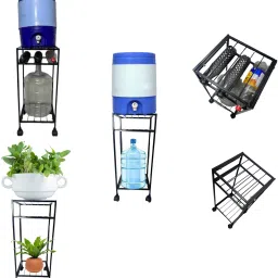 Water Dispenser Kitchen Rack 3 Tier with Wheels Water Dispenser 20LTR Can and 1 LTR Water Bottle Stand Iron-image-12