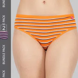 Dollar Missy Pack of 2 Combed Cotton with Spandex Striped Hipster Briefs-image-15