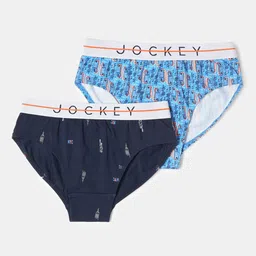 Jockey Boys Pack Of 2 Printed Cotton Basic Briefs NB01-0205-NV-MB-55