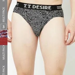 T.T. Men Pack Of 3 Desire Printed Mid-Rise Pure Cotton Basic Briefs-10
