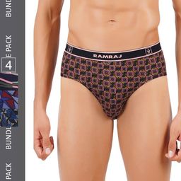 Ramraj Men Plus Size Assorted Pack Of 4 Basic Briefs SparkleOE4P-1