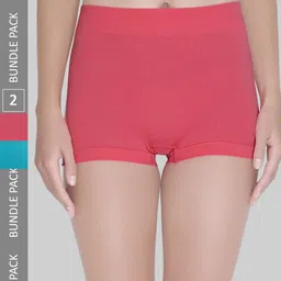 PLUMBURY Women Pack Of 2 Anti Microbial Seamless Boy Shorts-image-69