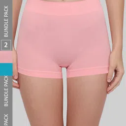 PLUMBURY Women Pack Of 2 Anti Microbial Seamless Boy Shorts-image-54