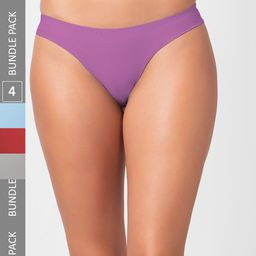 NOIRA Women Pack Of 4 Assorted Seamless Thongs Briefs-image-76
