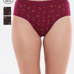 Bodycare Women Pack Of 3 Assorted Combed Cotton Hipster Briefs-25