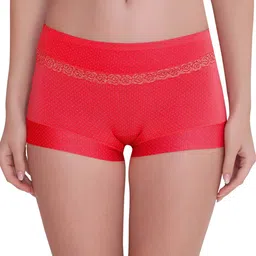 PLUMBURY Women Polka Dot Printed Anti Microbial Boyshort Briefs PLBSP11W810522RED-picture-7