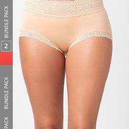 NOIRA Women Pack Of 2 Assorted Cotton Laced Hipster Briefs-image-90