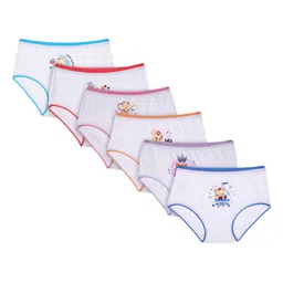 Bodycare Kids Girls Pack Of 6 White Solid Hipster Cotton Briefs-image-36