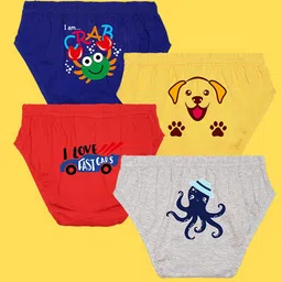 NUSYL Boys Pack Of 4 Printed Pure Cotton Basic Briefs-picture-44