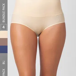 NOIRA Pack Of 4 Assorted High-Rise Tummy Tucker Hipster Briefs 873_SBrGNbl_NO.-picture-34