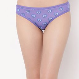 Clovia Purple & Blue Conversational Printed Low-Rise Pure Cotton Bikini Briefs-25
