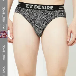 T.T. Men Pack Of 3 100% Combed Cotton Printed Basic Briefs-43