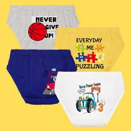 NUSYL Boys Pack Of 4 Pure Cotton Basic Briefs-picture-21