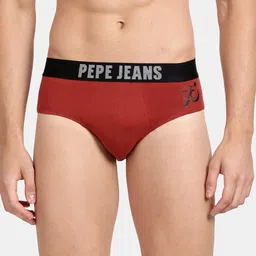 Pepe Jeans Men Maroon Solid Mid-Rise Basic Briefs-picture-16