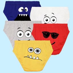 NUSYL Boys Pack Of 5 Graphic Printed Pure Cotton Basic Briefs NUBCBRFPO5.0019-image-102