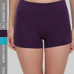 PLUMBURY Women Pack Of 2 Anti Microbial Seamless Boy Shorts-image-64