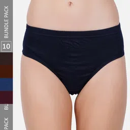PRIDE APPAREL Women Pack Of 10 Assorted Pure Cotton Hipster Briefs-image-58