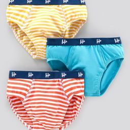 Honeyhap Pack Of 3 Striped Pure Cotton Basic Briefs-image-74