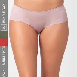 FashionRack Women Pack Of 3 Seamless Hipster Cotton Briefs 3801_SGrR-picture-48