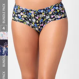 NOIRA Pack Of 4 Assorted Floral Printed Mid-Rise Hipster Briefs-picture-19