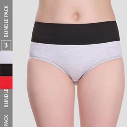 SELFCARE Pack Of 3 Soft Cotton Sinker Tummy Control Tucker Solid Hipster Briefs SN0057-3