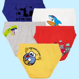 NUSYL Boys Pack Of 5 Printed Cotton Anti-bacterial Basic Brief-image-20