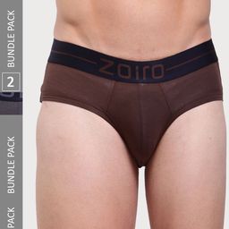 Zoiro Men Pack Of 2 Mid-Rise Basic Briefs SOFTSBRIEFCanteen+SmokedPearl-27