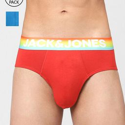 Jack & Jones Men Pack Of 2 Red & Blue Solid Cotton Basic Briefs 116795904-picture-4