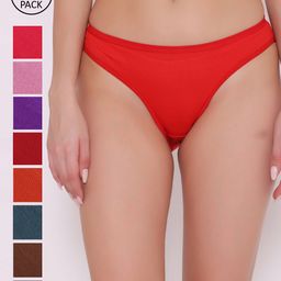 ABELINO Women Pack Of 9 Assorted Solid Pure Cotton Basic Briefs-image-29