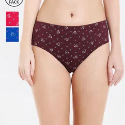 Bodycare Women Pack Of 3 Assorted Printed Pure Cotton Hipster Briefs-image-47
