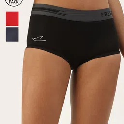 FREECULTR Women Pack of 3 Black & Blue Anti Bacterial Micro Modal Boxer Briefs-picture-9