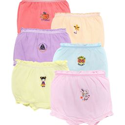 SAVAGE Kids Girls Pack Of 6 Assorted Cotton Basic Briefs-image-48