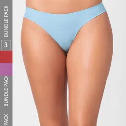 NOIRA Women Pack Of 3 Assorted Anti-Microbial Thongs Briefs-image-43