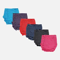 Bodycare Infants Girls Pack Of 6 Assorted Striped Anti Microbial Cotton Basic Briefs-image-31