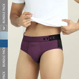 XYXX Men Pack Of 3 Colourblocked Anti-Microbial Basic Briefs-picture-57