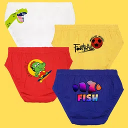 NUSYL Boys Pack Of 4 Red & White Printed Basic Cotton Briefs-picture-45