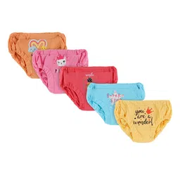 Bodycare Kids Girls Pack Of 5 Assorted Cotton Hipster Briefs-image-59