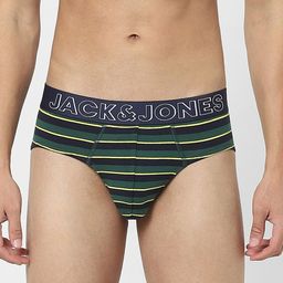 Jack & Jones Men Green & Blue Striped Cotton Basic Briefs 116795801-picture-18
