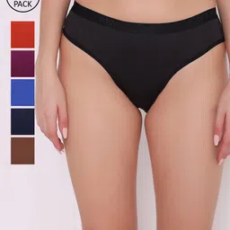 ABELINO Women Pack of 6 Assorted Bikini Briefs PANTY6PCPLAINOUTER5354-image-25