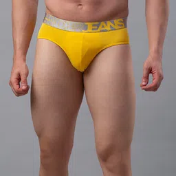 Underjeans by Spykar Men Yellow Cotton Blend Brief-image-81